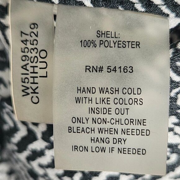 Calvin Klein Abstract Ombre Print Military Style Split V Neck Button Front Top - Picture 3 of 5